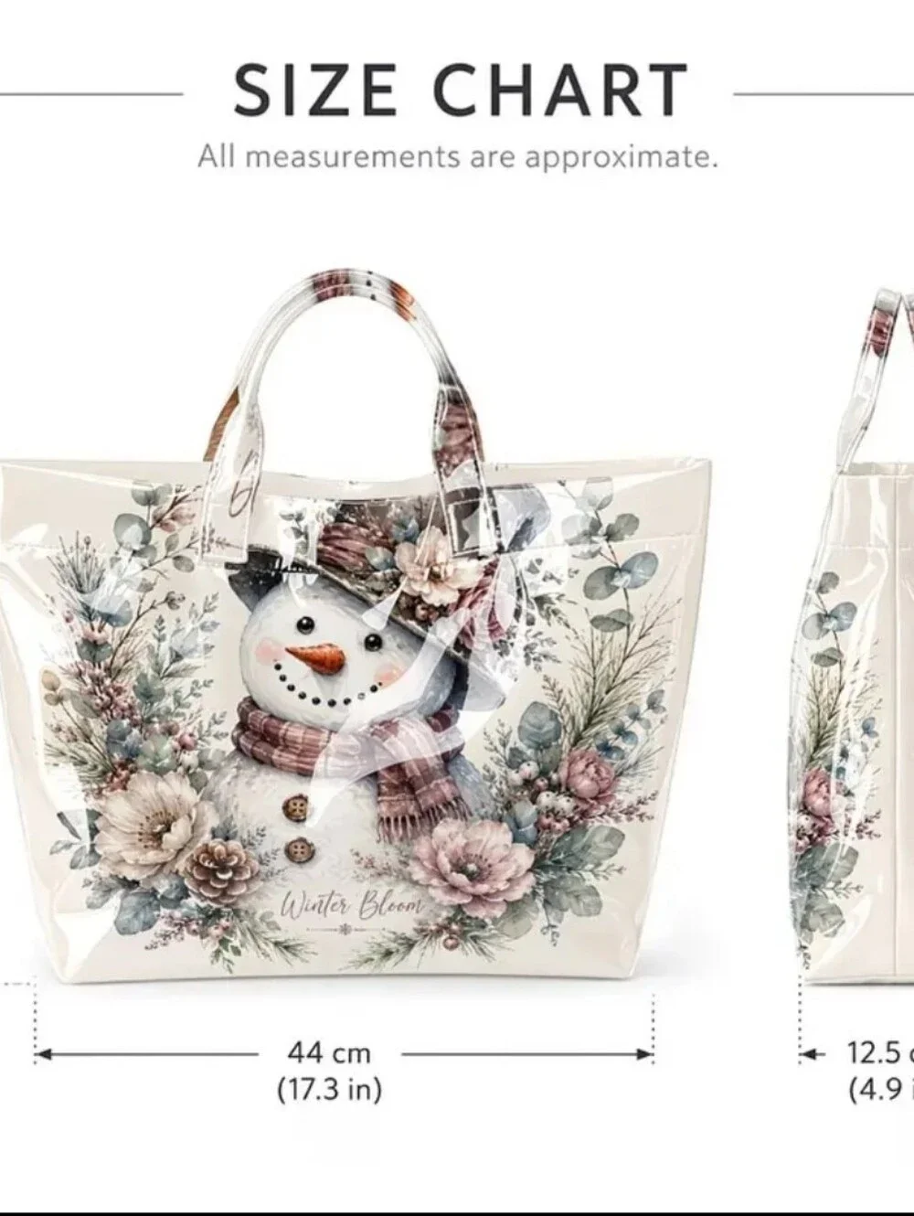 Winter Bloom Snowman PVC Daily Commute Tote